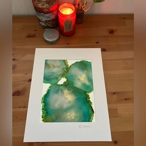New Original Signed Artwork Alcohol Ink on Paper 108